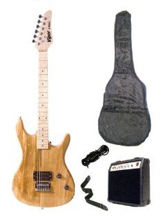 Viper 39" Inch Natural Blonde Electric Guitar & 10 Watt Amp Pack Carrying Case & Accessories (Includes Whammy Bar, Strap, Cable, Pick, Strings, eBook, Harmonica): Musical Instruments