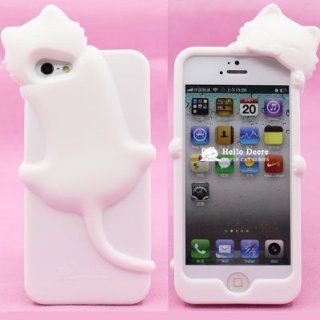 Championstore Cute Diffle Cat Kiki Cat Soft Kin Silicone Case 3d Cat Case for Iphone5 White: Cell Phones & Accessories