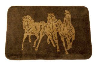 HiEnd Accents Three Horses Kitchen and Bath Rug, Chocolate   Area Rugs