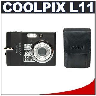 Nikon Coolpix L11 6.0 Megapixel Digital Camera (Black) with 3x Optical Zoom + Leather Case : Point And Shoot Digital Cameras : Camera & Photo