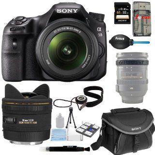 Sony a58 SLT A58K SLTA58K DSLR Camera and 18 55mm Lens Bundle with Sigma 10mm F/2.8 EX DC Fisheye Lens + Sony 32GB Memory Card + Tiffen UV Protector Filter + Replacement Battery + Accessory Bundle : Slr Digital Cameras : Camera & Photo