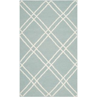 Safavieh Handwoven Contemporary Moroccan Dhurries Light Blue/ Ivory Wool Rug (3 X 5)