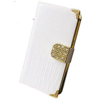 Bfun White Crocodile Deluxe Wallet Leather Cover Case for Samsung Galaxy Note 2 N7100: Cell Phones & Accessories