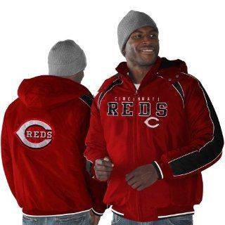 Cincy Reds Shop  Cincinnati Reds Slot Receiver Full Zip Hooded Jacket   Red  Sports Fan Outerwear Jackets  Sports & Outdoors