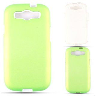 Cell Armor I747 PC JELLY 03 A008 PD Samsung Galaxy S III I747 Hybrid Fit On Case   Retail Packaging   Leather Two Tone White and Green Cell Phones & Accessories