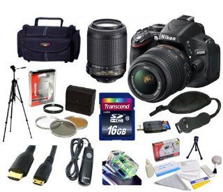Nikon D5100 16.2MP CMOS Digital SLR Camera with 18 55mm f/3.5 5.6G AF S DX VR and Nikon 55 200mm f/4 5.6G ED IF AF S DX VR [Vibration Reduction] Nikkor Zoom Lens With Lightweight Full Size Tripod, DSLR Camera Gadget Bag, 16GB SDHC High Speed Memory Card an