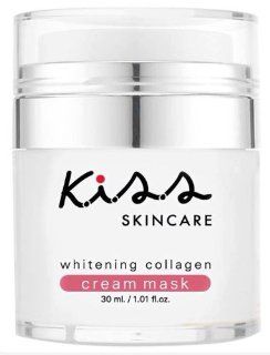 K.I.S.S Whitening Collagen Cream Mask With facial cream mask. Enriched with collagen wholesome. Abu alpha carotene. Vitamin C concentration. And natural extracts that nourish the skin. The soft white reduce freckles and dark spots. And helps tighten pores 