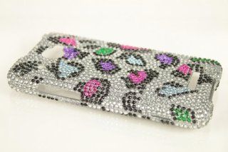 HTC Droid DNA 6435 Full Diamond Hard Case Cover for Colorful Leopard + Earphone Cord Winder: Cell Phones & Accessories