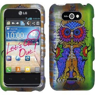 Green Red Purple Blue Owl Hard Case Cover For LG Motion 4G MS770: Cell Phones & Accessories