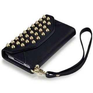 Black iPhone 4S / iPhone 4 Covert Branded Trendy Studded Rock Chic Purse Style Case / Cover / Pouch Cell Phones & Accessories