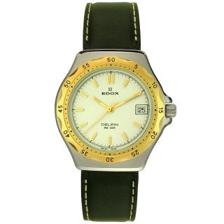 EDOX 70080.35C.BID  Watches,Mens  Delfin Black Leather Strap Stainless Steel, Casual EDOX Quartz Watches