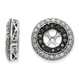 14k White Gold Black & White Diamond Earrings Jackets. Carat Wt  1ct: Jewelry