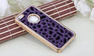 Imprue [TM] Luxury Designer Bling Crystal Leopard Cheetah Purple Fur Hard Case Cover for Apple IPhone 5 (AT&T, T Mobile, Sprint, Verizon): Cell Phones & Accessories
