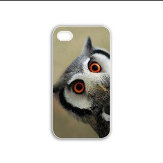 Diy Apple Iphone 4/4S Animals Series northern White Case faced owl animal Black Case of Chrismas Cellphone Shell For Girls: Cell Phones & Accessories