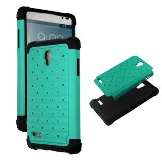 Aqua Green Rhinestone LG Optimus L9 P769 / T Mobile Pre Paid Case Cover Hard Phone Snap on Cover Case Protector Faceplates: Cell Phones & Accessories