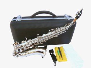 New Silver Curved Soprano Saxophone Sax w/case Approved+Warranty: Musical Instruments