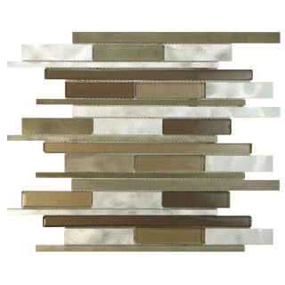 Somertile Fuse Linear 11.875x12.25 Champagne Brushed Aluminum And Glass Mosaic Wall Tile (pack Of 10)