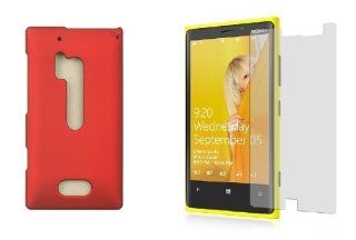 Nokia Lumia 928   Premium Accessory Kit   Red Hard Shell Case + ATOM LED Keychain Light + Screen Protector Cell Phones & Accessories