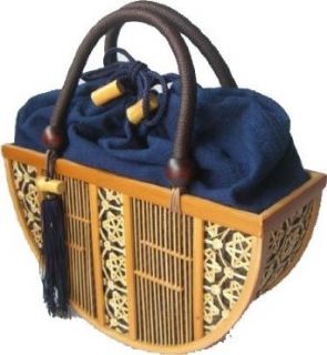 Shizuoka Bamboo Crafts Cooperative   Bamboo Handbag Hangetsu (Half moon)   Made in Japan: Evening Handbags: Shoes