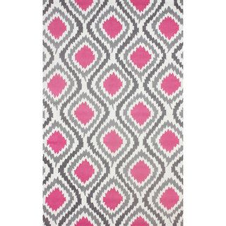 Nuloom Handmade Modern Ikat Pink Rug (76 X 96)