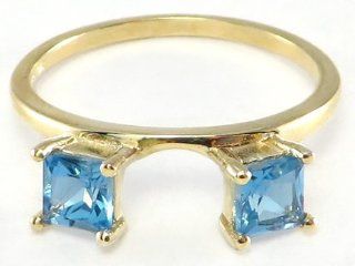 Princess Blue Topaz Ring Wrap Guard Enhancer 10k yellow gold: Jewelry