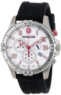 Wenger Men's 77050 Squadron Chrono White Dial Rubber Strap Watch Watches