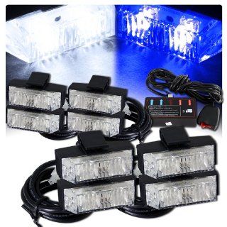 Low Profile LED Grille Clip on Mounting Emergency Strobe Lights   White & Blue: Automotive