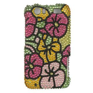 Motorola Atrix HD / Mb886 Full Diamond Case Green Hot Pink Hawaii Flower: Cell Phones & Accessories