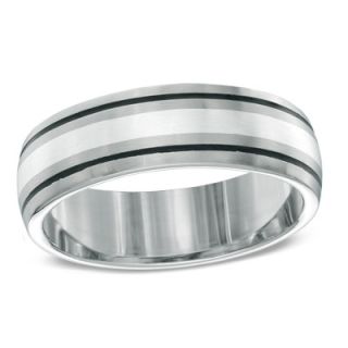 Inlay Comfort Fit Wedding Band in Titanium (52 Characters)   Zales