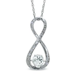 5mm Lab Created White Sapphire and Diamond Accent Infinity Pendant
