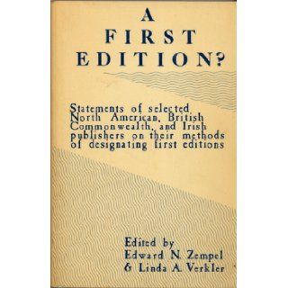 A First Edition?: Zempel Edward N. and Linda A. Verkler: Books
