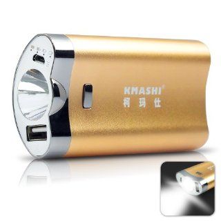 KMAX 812 4400mAh (Shaver Shape Ergonomic) Rechargeable Backup Power Bank Extended External Battery Pack Charger Charging w/ built in 2.5Watt LED Torch Flashlight for iPhone 5s 4S 4 5c, iPad 1/2/3/4 Mini Air, iPod Touch models; Android Smart phones: Samsung