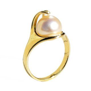 Arosha Taglia Egyptian Ra 14k Solid Yellow Gold and Freshwater Pearl Ring (Sizes 5   10): Arosha Taglia: Jewelry