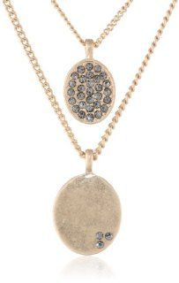 Kenneth Cole New York "Pave Splash" Pave Oval Duo Pendant Necklace, 19": Jewelry
