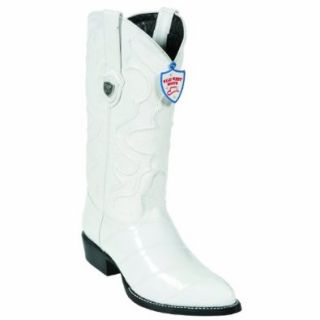 Eel Skin Western Style Boot, White, J Toe, Leather Sole,: Shoes