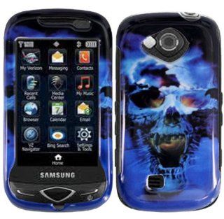 Ice Cold Blue Flame Skull Snap on Hard Skin Cover Case for Samsung Reality Sch u820 + Microfiber Pouch Bag + Case Opener Pick: Cell Phones & Accessories