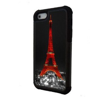 Red Eiffel Tower Paris iPhone 5 case with extra protection  iPhone 5 cover, 2 piece rubber lining case: Cell Phones & Accessories