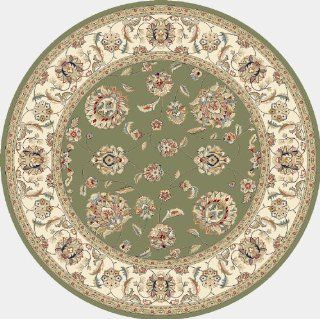 101188   5'3 Round   Rug Depot Traditional Area Rug   Ancient Garden Collection   Green Background   Dynamic Ancient Garden 57365 4464   Machine Made of 100% Polypropelene Fibers   1 Million Point Density   T 7 Quality Rating   Round Rugs with Matching