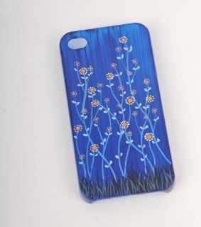 Father's Day Gift Original Design iPhone 4s Case Hand painted Elegant Blue Flowers Premium Phone cover LQ827: Cell Phones & Accessories