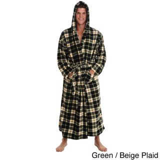 Alexander Del Rossa Del Rossa Mens Full Length Hooded Fleece Bath Robe Green Size XL