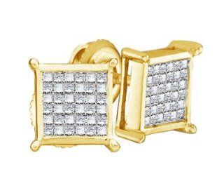 White Gold Princess Square Cut Channel Set Diamond Stud Earrings   9mm Height * 9mm Width (1/2 cttw): Jewelry