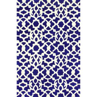 Nuloom Handmade Modern Lattice Trellis Blue Rug (76 X 96)