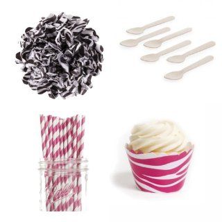 Dress My Cupcake Dessert Table Party Bundle, Mini, Wild Hot Pink Zebra Print: Kitchen & Dining