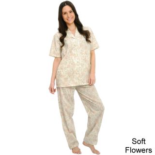 Alexander Del Rossa Del Rossa Womens Woven Cotton Top And Pants Pajama Set Other Size L (12 : 14)