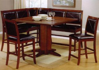 6pc Counter Height Dining Table & Stools Set Dark Brown Finish: Furniture & Decor