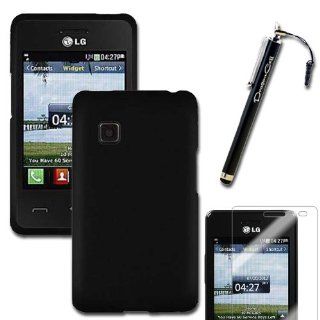 MINITURTLE(TM) LG 840G Tracfone   Black Rubberized Coasted Hard Protective Case Cover with Bonus Screen Protector Film and Large Stylus Capacitive Pen: Cell Phones & Accessories
