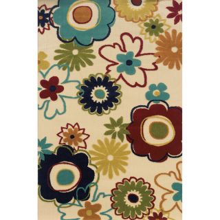 Indoor/ Outdoor Floral pattern Ivory/ Multi Area Rug (67 X 96)