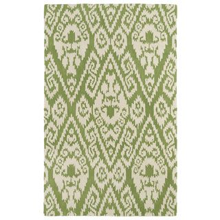Hand tufted Runway Green/ Ivory Ikat Wool Rug (5 X 79)