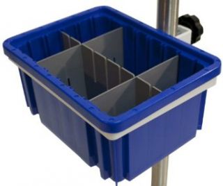 CENTiCARE C 830 B D Dividable Bin with Universal Bracket, 1 Long and 2 Short Dividers, Blue and White, Small: Science Lab Consumables: Industrial & Scientific