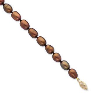 14k 7.5mm Chocolate Freshwater Cultured Pearl Bracelet   7.25 Inch   JewelryWeb: Jewelry